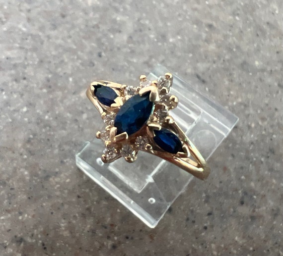 Vintage 14K BH Effy Yellow Gold Blue Sapphire & D… - image 6