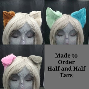 Made to Order - Half and Half, One Solid Colour Per Side Animal Ear headband, No Airbrushing/Extras, Not a Custom