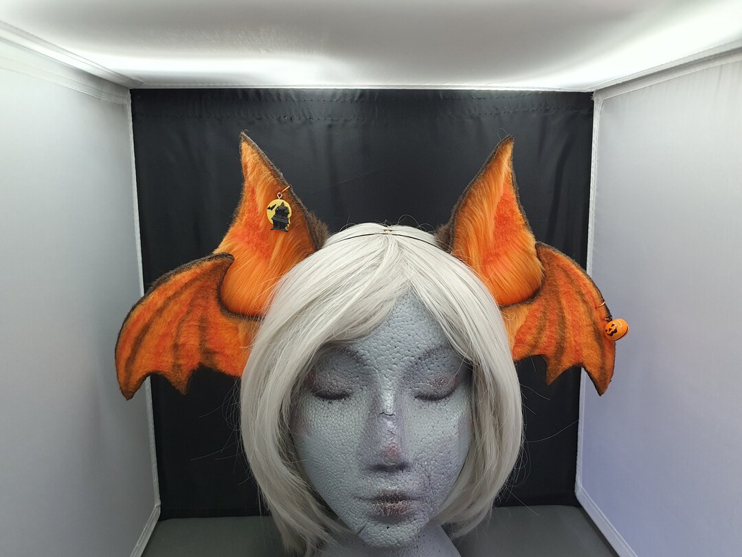 Chocolate Brown and Orange Bat Ear and Bat Wing Headband Set Etsy