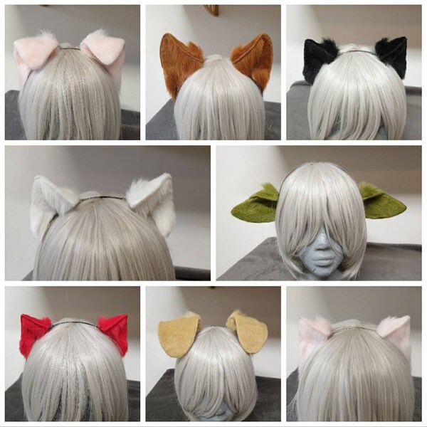Made to Order- One Solid Colour Animal Ear headband, No Airbrushing/Extras, Not Custom, Personalisation Box for Headband Colour Black/Silver
