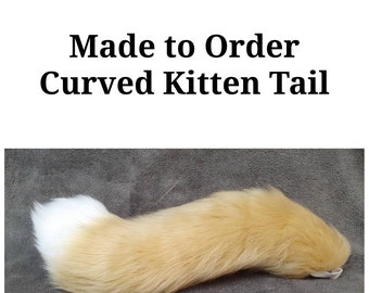 Cola de gatito curva de piel sintética hecha a pedido: Furry/Kemonomimi/Otherkin/Therian/Cosplay