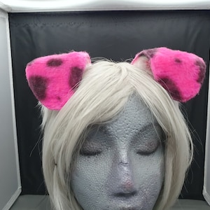 Hot Pink Spotted Floppy Puppy Ear Headband