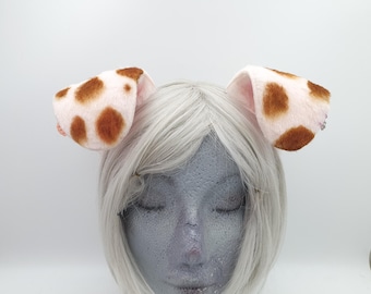 Baby Pink gepunktete Floppy Welpen Kunstfell Ohren Stirnband: Furry/Kemonomimi/Otherkin/Therian/Cosplay