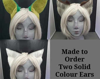Made to Order - Two Solid Colour, Choose the Back and Front Colours, Faux Fur Animal Ear Headband, No Airbrushing/Extras