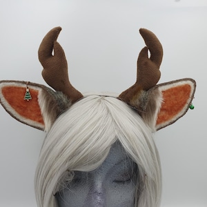 Sable and Light Blonde Fawn/Deer Faux Fur Ear Headband: Furry/Kemonomimi/Otherkin/Therian/Cosplay Headband With Antlers