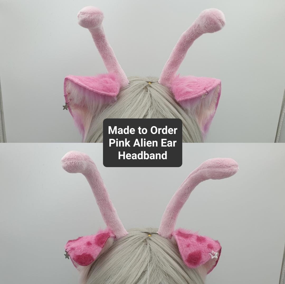 Made to Order - Choose Your Shape, Bubblegum Pink and Baby Pink Alien Faux Fur Ears With Antenna, Multiple Shape Choices Available - Etsy