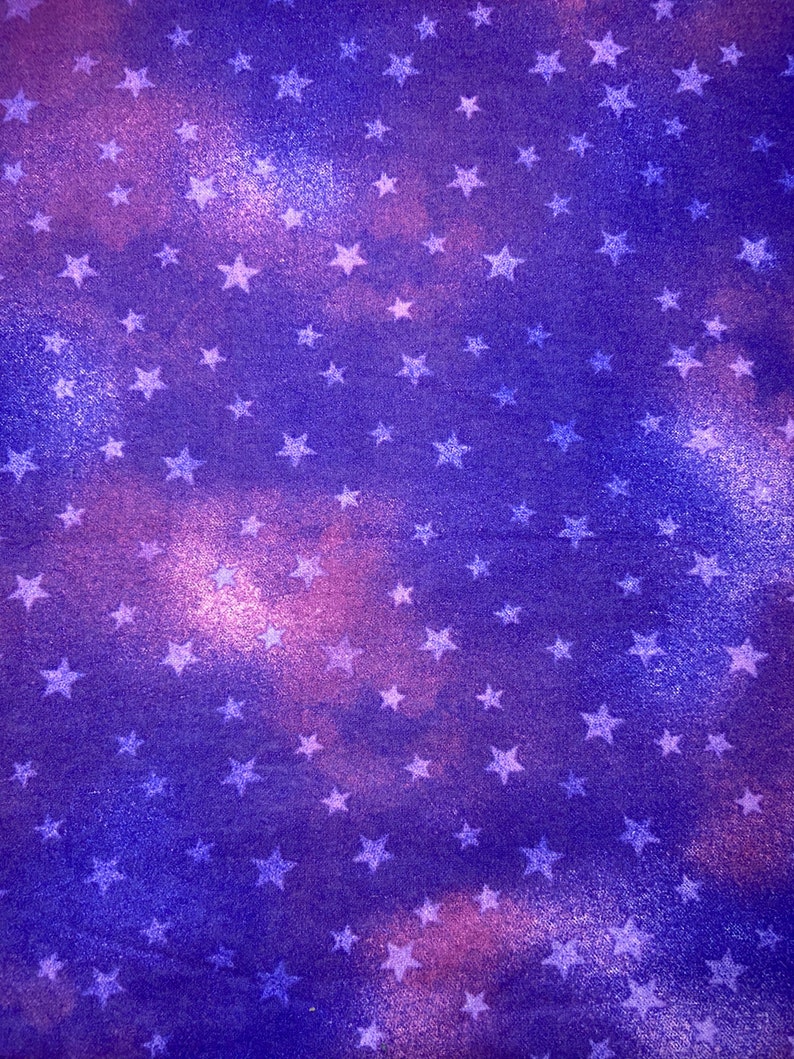 Cotton Fabric Stars On Purple Watercolor Flannel Fat Quarter Super Snuggle Flannel