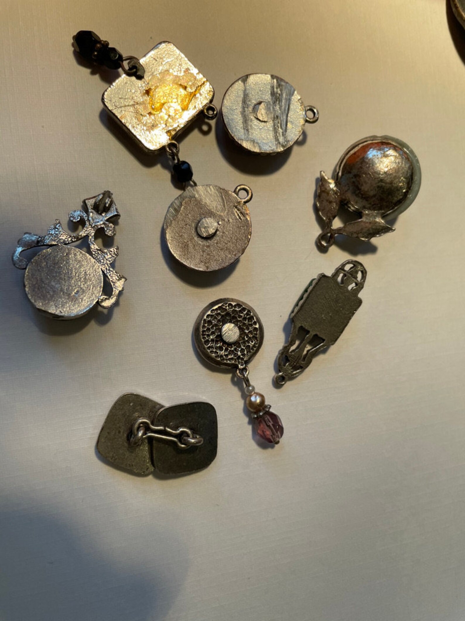 8 Vintage and Antique Buttons Jewelry Findings Silver Etsy