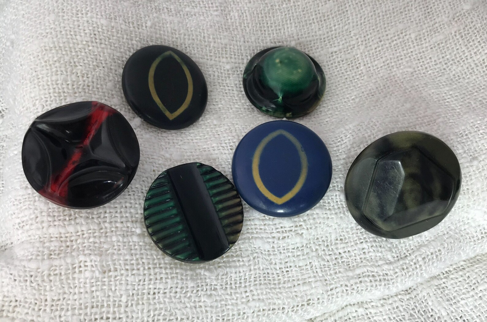 Celluloid Buttons Assortment Six Large Etsy