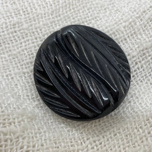 Bakelite Coat Button. 1 3/4&quot; Thick, Carved Stylized Leaves