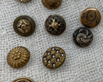 Shank Metal Buttons Antique Brass Color Multi Facet Metal Buttons 10 pcs 0.27 inch