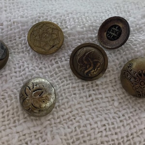 10 Brass 1800s Buttons, Pierced and Stamped, Eagle