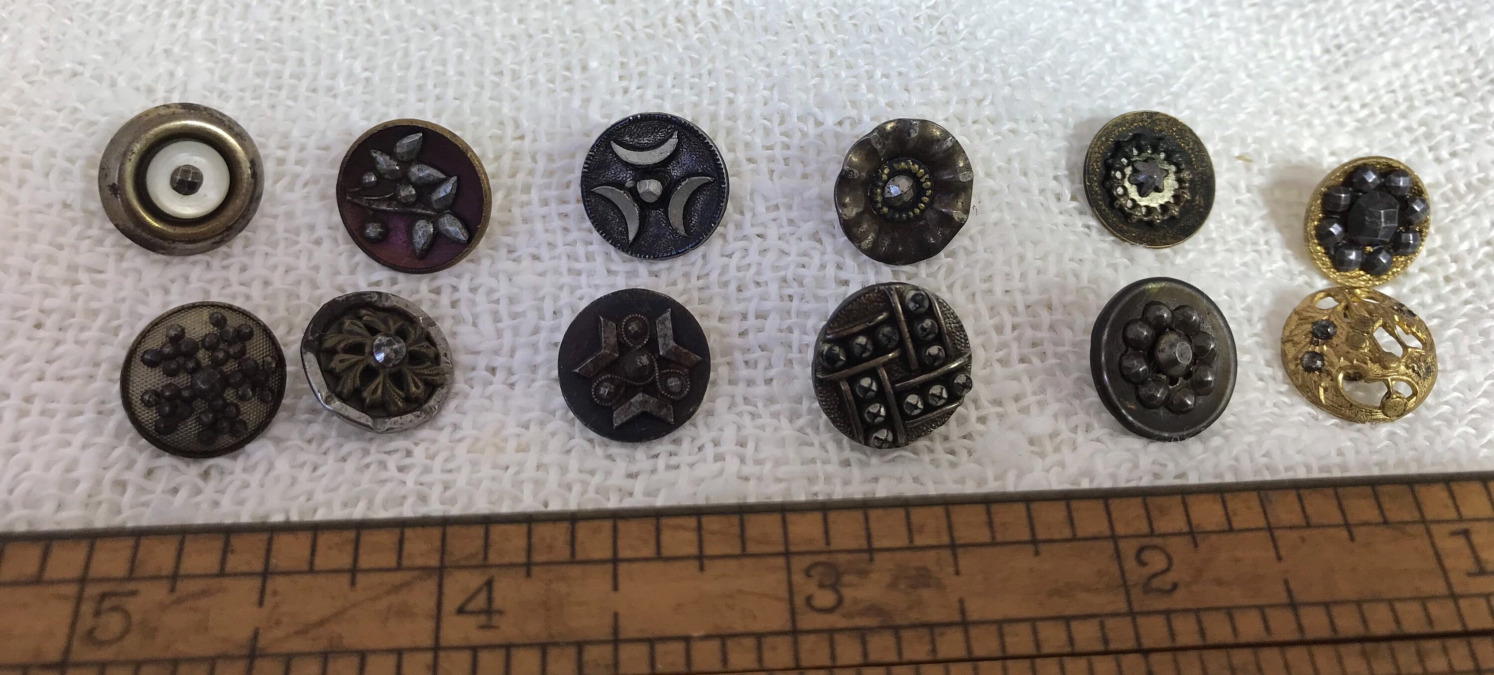 Antique Buttons 11 Cut Steel Metal Buttons and 1 Faux Cut Etsy