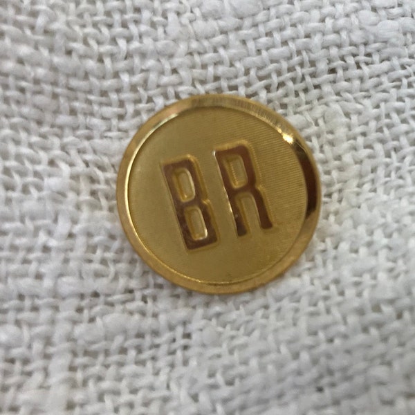 Burlington Route Vintage Uniform Buttons, 7/8" Gold