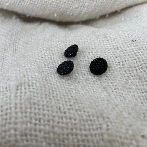 3 Victorian Tiny Black Glass, Two-Way Box Shank, Perfect and Outstanding