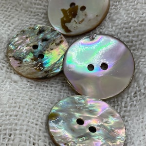 4 Matching Green Pearl Buttons,  Brilliant MOP, Thick Shell, 1 1/8&quot;