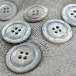 Six Matching Luscious Antique MOP Buttons, 1 3/16&quot;