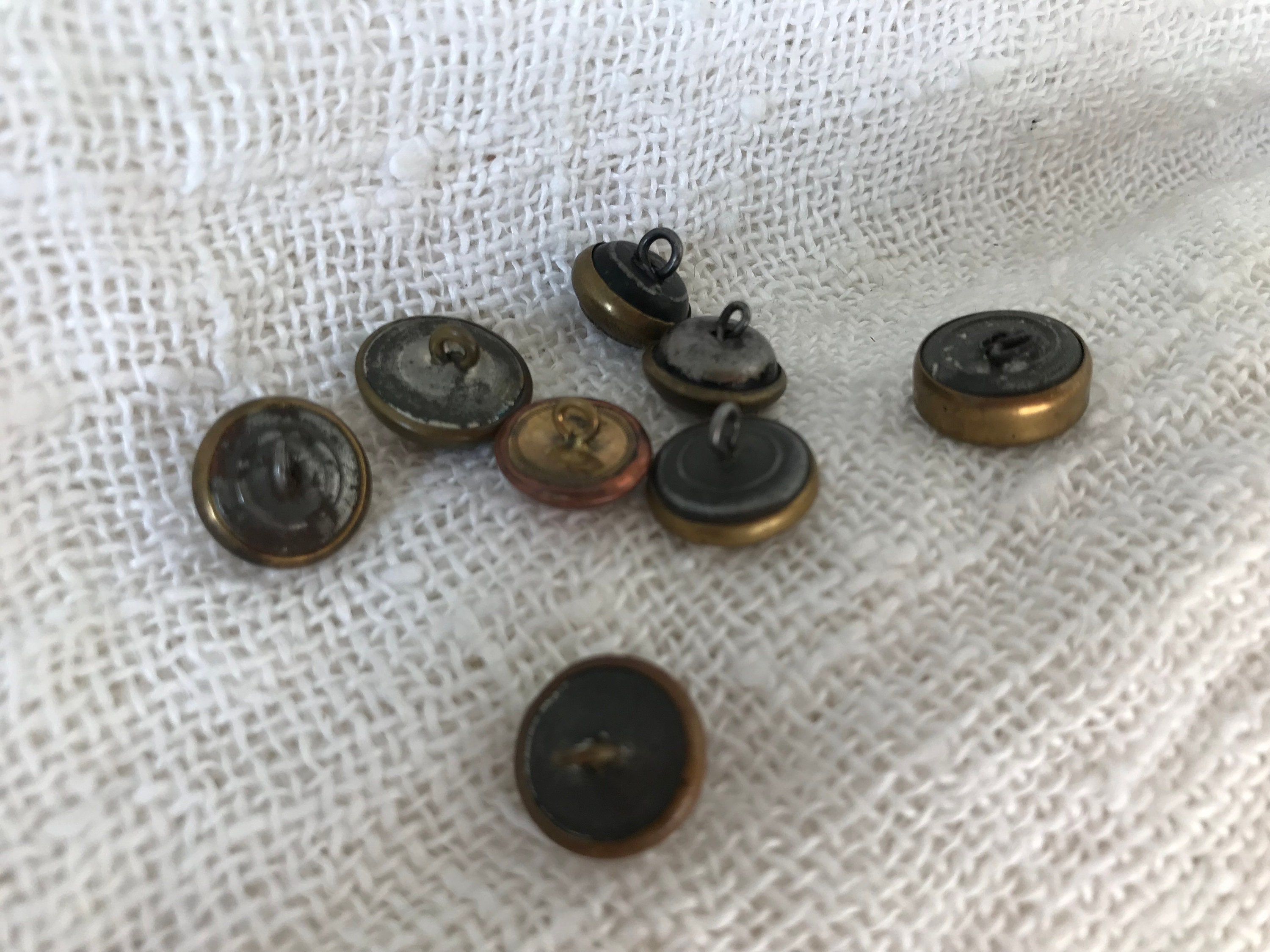 8 Antique Brass 1800s Waistcoat Buttons Porcelain Centers Etsy