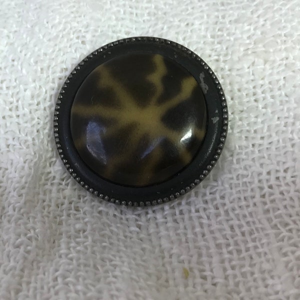 Huge Celluloid Tight Top, Beaded Steel Design, 1 1/2"