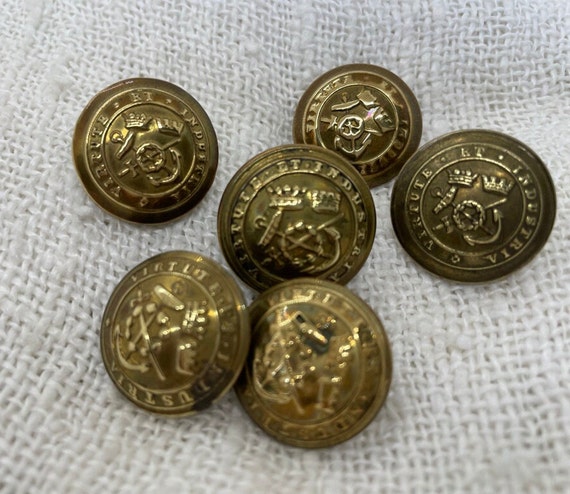 Uniform Buttons 1800s 6 Antique British Corps of photo