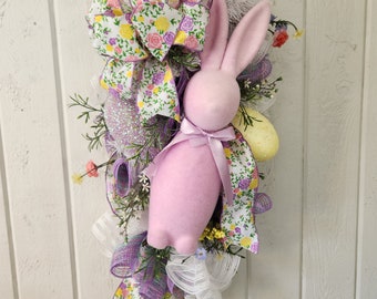 Purple and yellow easter swag Mothers day wreath Gifts for Women, easter  swag,Spring swag, Spring Decor, Front Door Wreath.  Bunny