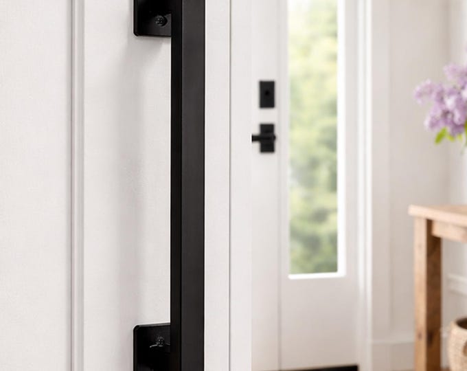 Industrial Raw Steel Door Handle - Rectangle steel, Face Mounting