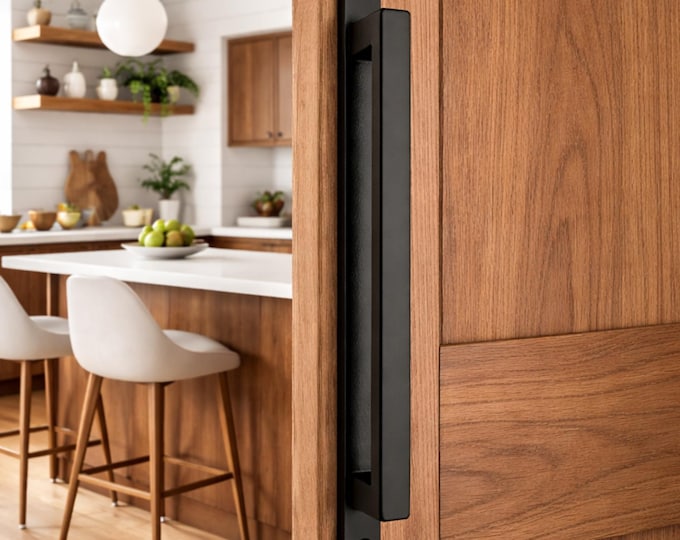 Industrial Barn Door Handle – Raw or Black Steel, Loft Door Pull