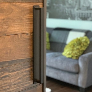 Poignée de porte de grange en acier - Montage à l'arrière, style loft industriel