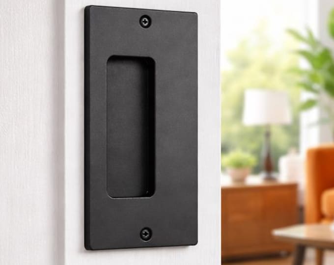 Minimalist Recessed Sliding Barn Door Pull 4" x 7" - Closed back