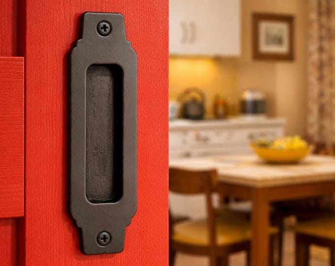 French style Recessed Sliding Barn Door Pull 2" Wide - Closed back