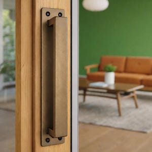 Minimal Steel Barn Door Handle – Architectural Pull in Solid Steel | Modern Industrial Hardware