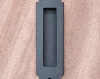 Simplified Deco style Flush Recessed Sliding Barn Door Pull 2-1/4" Wide - Closed back