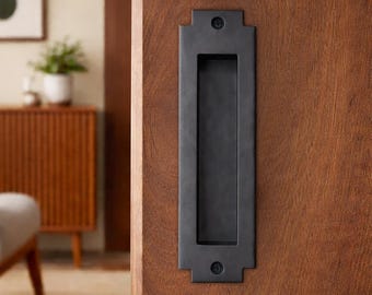 Simplified Deco style Flush Recessed Sliding Barn Door Pull 2-1/4" Wide - Closed back