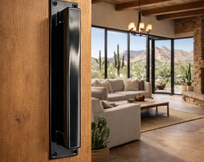 Low Profile Barn Door Handle - Industrial Loft Door, Square Steel