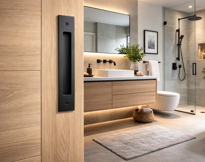 Recessed Sliding Barn Door Pull 2" Wide - Closed back