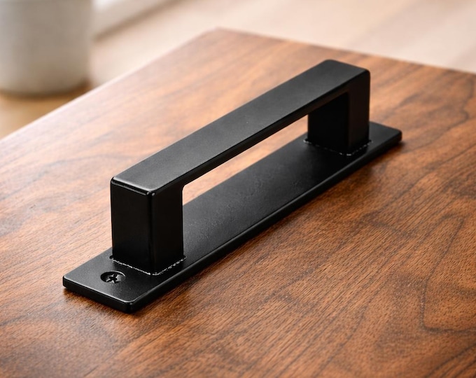 Flat Face Steel Barn Door Handle – Industrial Door Pull – Rustic Hardware for Sliding Doors