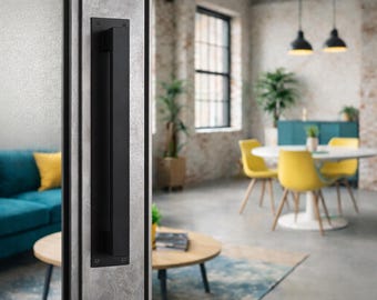 Large Steel Barn Door Handle – Industrial Loft Sliding Door Pull (12-26")