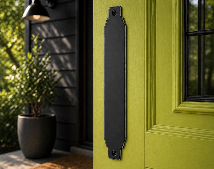 French Style Narrow Push Plate, 2" Flat Bar, Solid Steel Door Plate