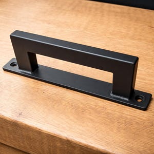 Industrial Steel Barn Door Handle – Loft Door Pull, Matte Black or Clear Finish