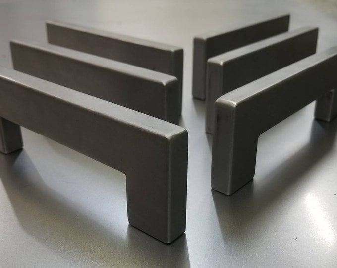 Industrial Steel Door Handle, Raw Steel Cabinet Pull (6" to 30")