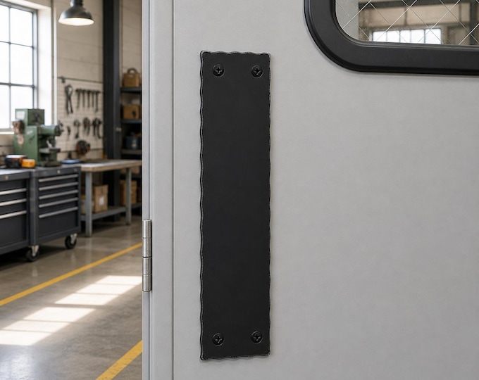 Industrial Flame Cut Steel Push Plate – 2.5" Flat Bar Door Protection Hardware