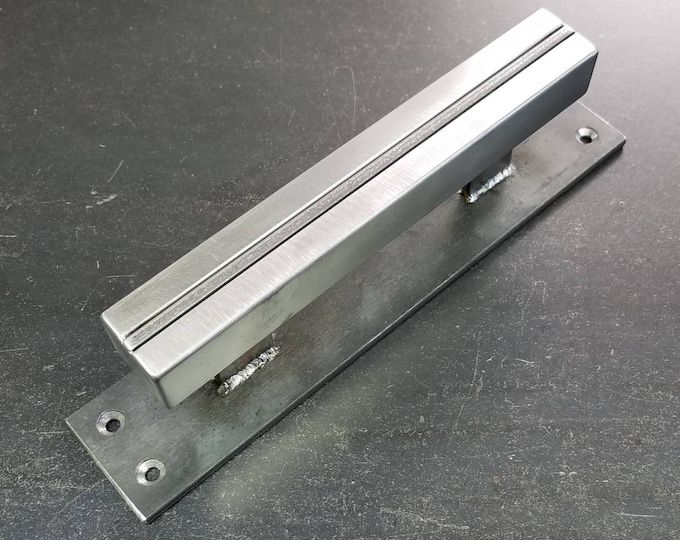 Modern-Industrial Barn Pull or Sliding Door handle - 1-3/16" wide on 2" backer