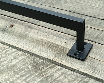 Industrial Raw Steel Door Handle - Rectangle steel, Face Mounting