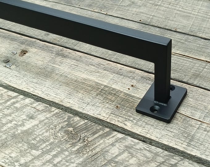 Industrial Raw Steel Door Handle - Rectangle steel, Face Mounting