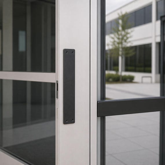 Narrow Industrial Steel Push Plate – 2" Flat Bar, Solid Steel Door Plate, Minimal Entry Hardware