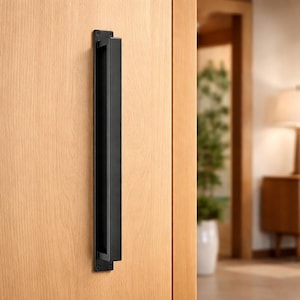 Steel Pull Handle – Minimal Modern Industrial Barn Sliding Door – Black Steel