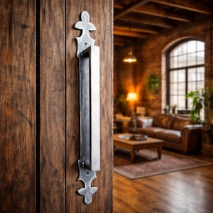 Studio Series - Handcrafted Fleur-de-lis barn door handle