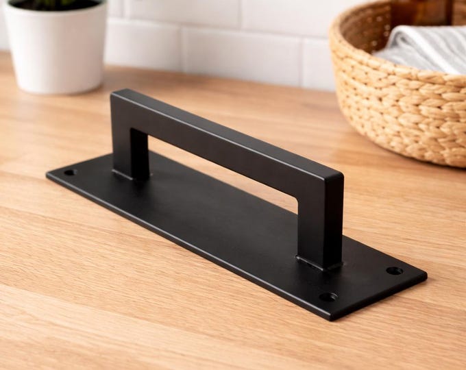 Steel Barn Door Handle – Industrial Loft Door Pull, Rectangle Tube