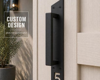 Custom Architectural Barn Door Handle – Modular Backplate System, Made to Order Steel Pull