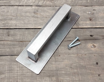 Steel Barn Door Handle – Industrial Loft Door Pull, 3" Backer